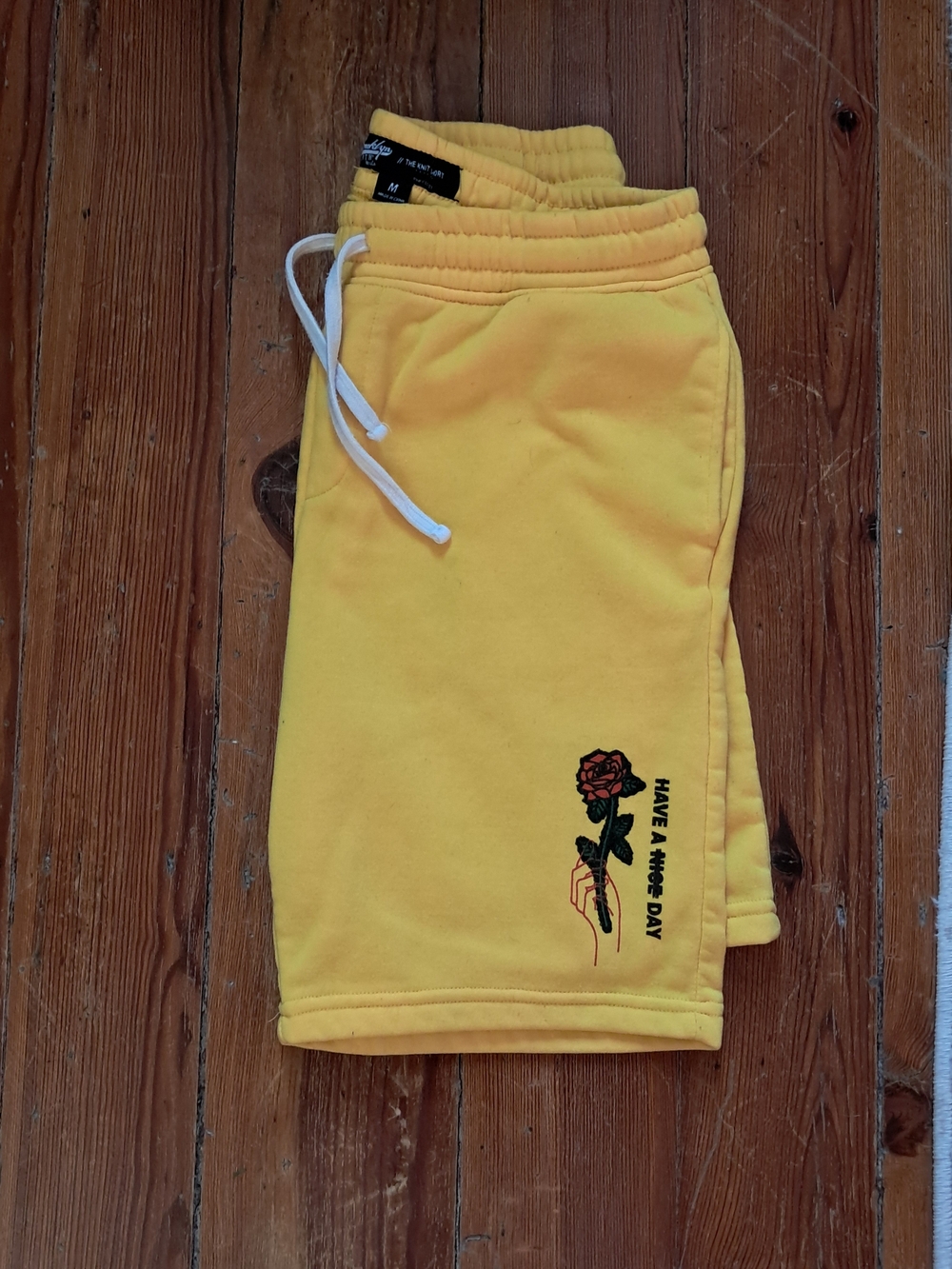 Brooklyn Cloth Yellow Athletic Shorts with Rose Graphic